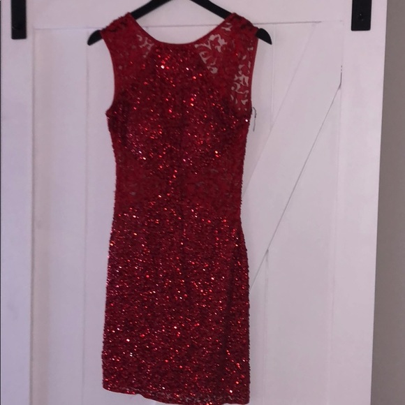 Ruby Red Beaded Homecoming Dress - Picture 1 of 7
